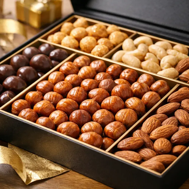 Hazelnut kernels for premium gift boxes illustration
